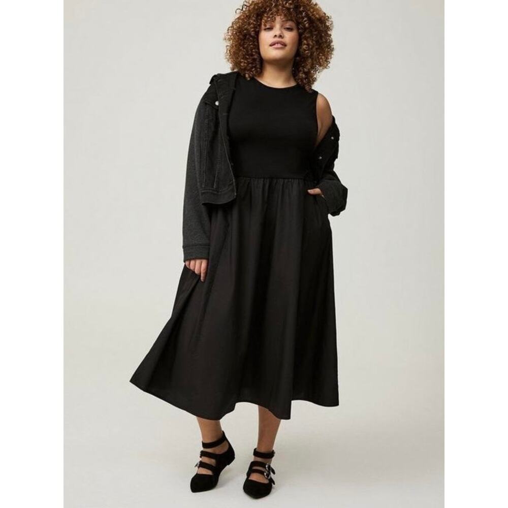 Torrid Black Knit&Cotton A Line Midi Dress Sz.4 - Picture 2 of 14